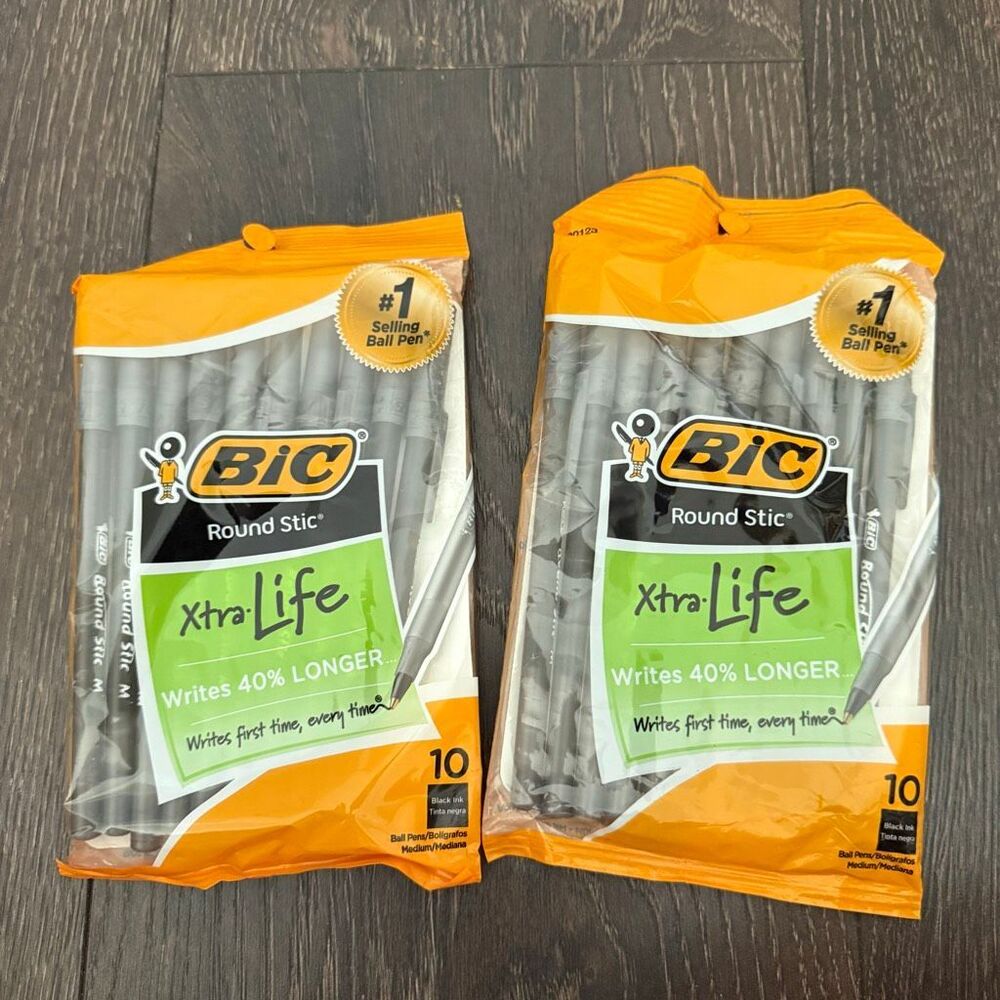 Bic Xtra Life 20 Ballpoint Pens Lot of 2 New